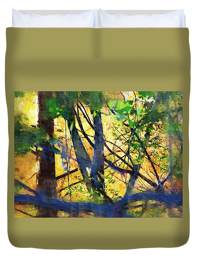 Trees Duvet Cover featuring the mixed media Afternoon in the Woods by Christopher Reed