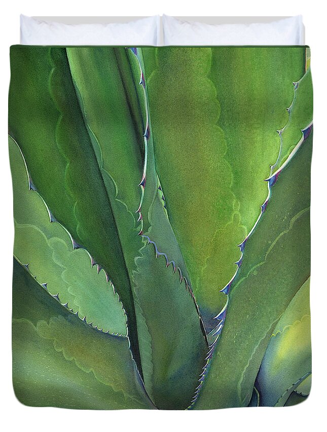 Agave Duvet Cover featuring the painting Agave Verde by Sandy Haight