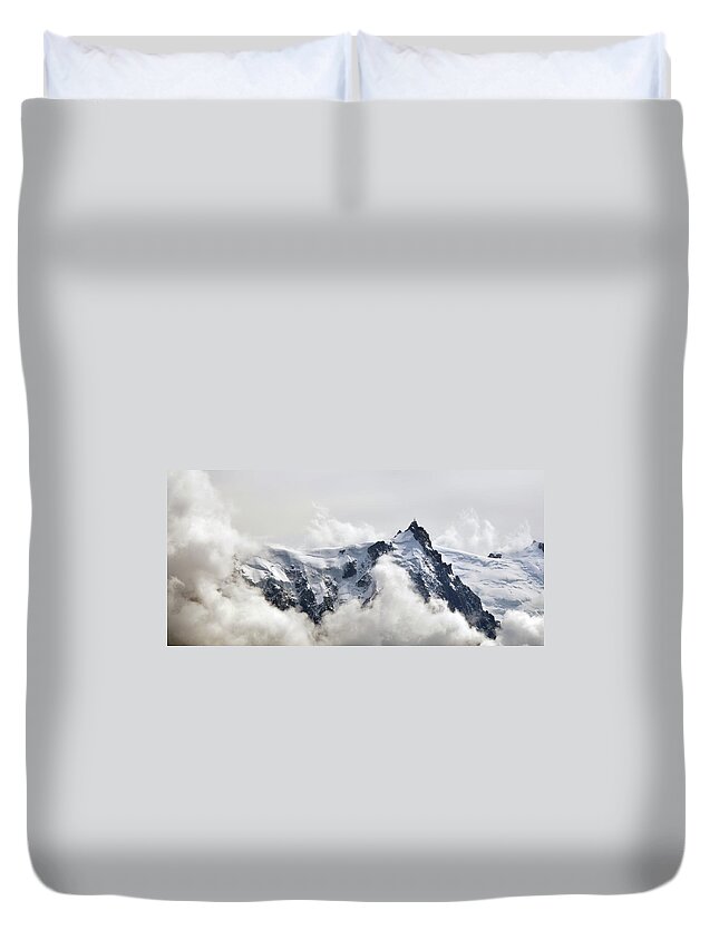 Scenics Duvet Cover featuring the photograph Aiguille Du Midi Out Of Clouds by Thomas Pollin