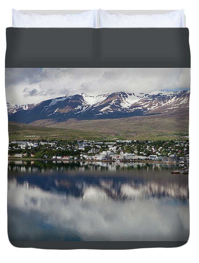 Tranquility Duvet Cover featuring the photograph Akureyri by Photography Aubrey Stoll