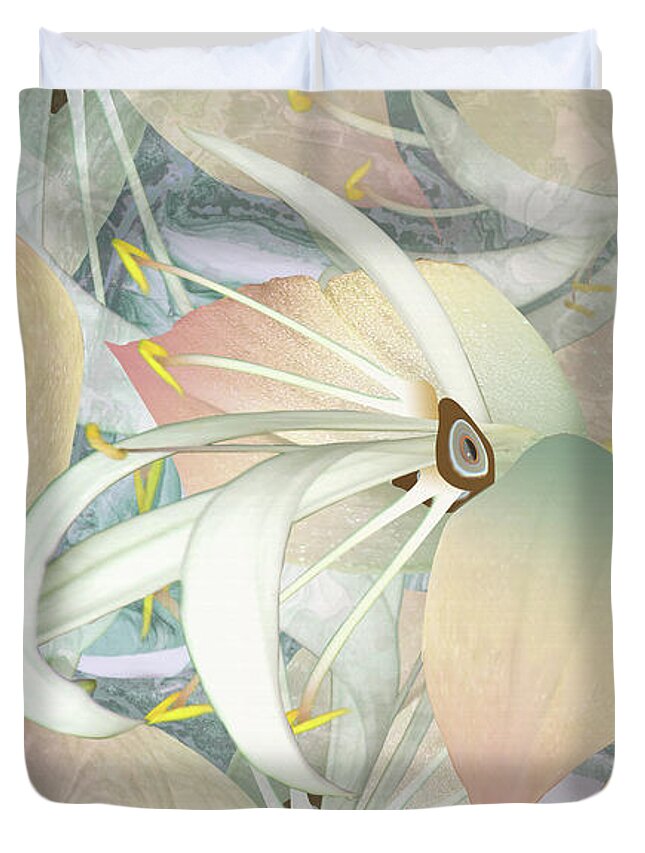 Flowers Duvet Cover featuring the digital art Alien Flowers by M Spadecaller