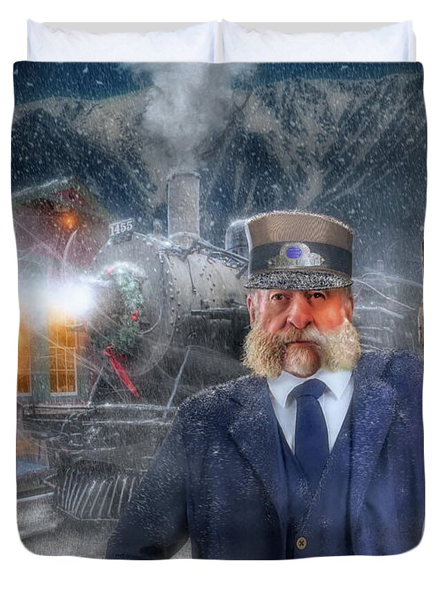 Old Train Station Duvet Cover featuring the photograph All Aboard by Aleksander Rotner