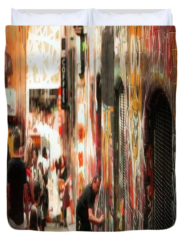 Alley Walk Duvet Cover featuring the photograph Melbourne Alley Walk Cityscape Photography by Bellesouth Studio