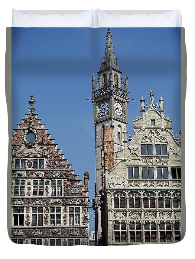 Graslei Duvet Cover featuring the photograph Along the Graslei in Ghent Belgium by Patricia Caron