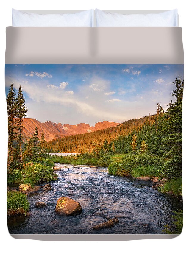 Colorado Duvet Cover featuring the photograph Alpenglow Creek by Darren White