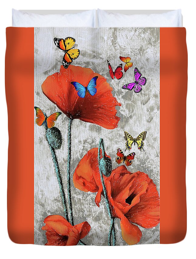 More Butterflies Duvet Cover featuring the painting Altre Farfalline by Guido Borelli