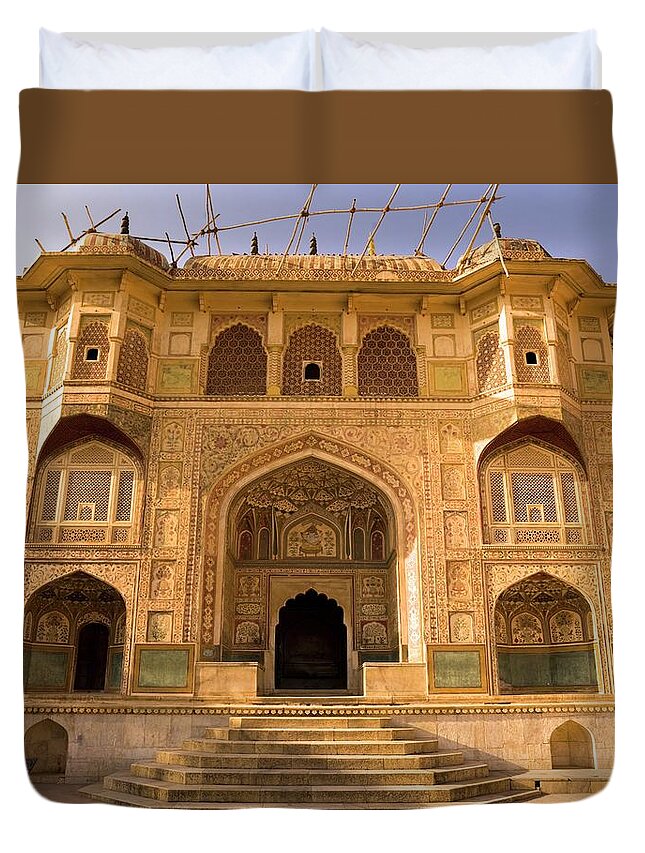Architectural Feature Duvet Cover featuring the photograph Amber Fort, Jaipur, India by Design Pics