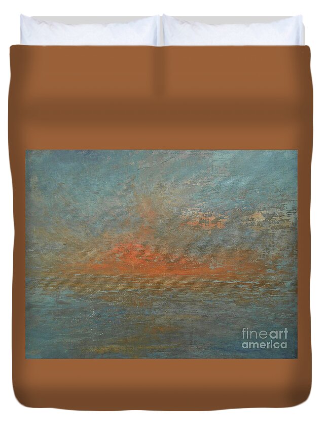 Abstract Duvet Cover featuring the painting Amber Sunset by Jane See