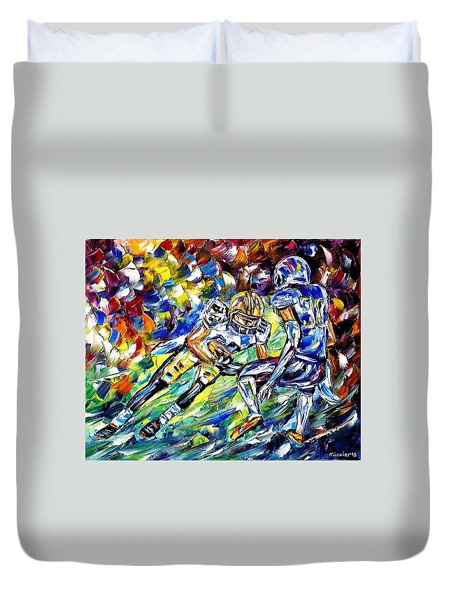 I Love Football Duvet Cover featuring the painting American Football by Mirek Kuzniar