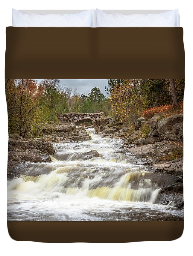 Bridge Duvet Cover featuring the photograph Amity Creek Cascade Slide by Susan Rissi Tregoning