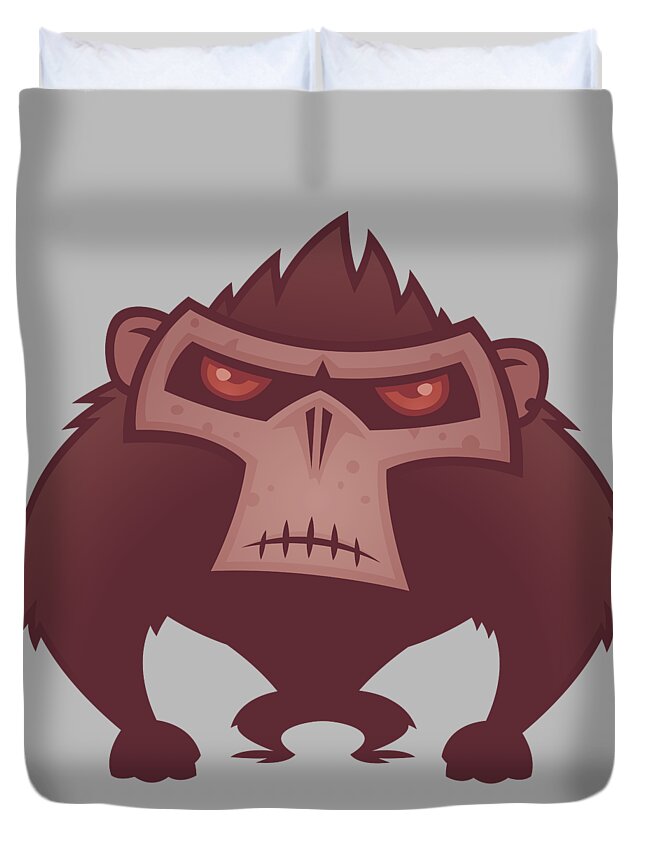 Animal Duvet Cover featuring the digital art Angry Ape by John Schwegel