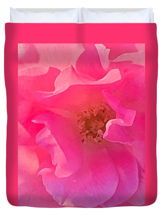 Rose Duvet Cover featuring the photograph Saint Therese's Answer In A Rose by Tiesa Wesen
