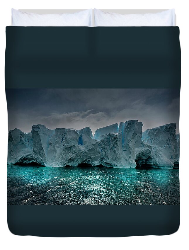 Iceberg Duvet Cover featuring the photograph Antarctica by Michael Leggero