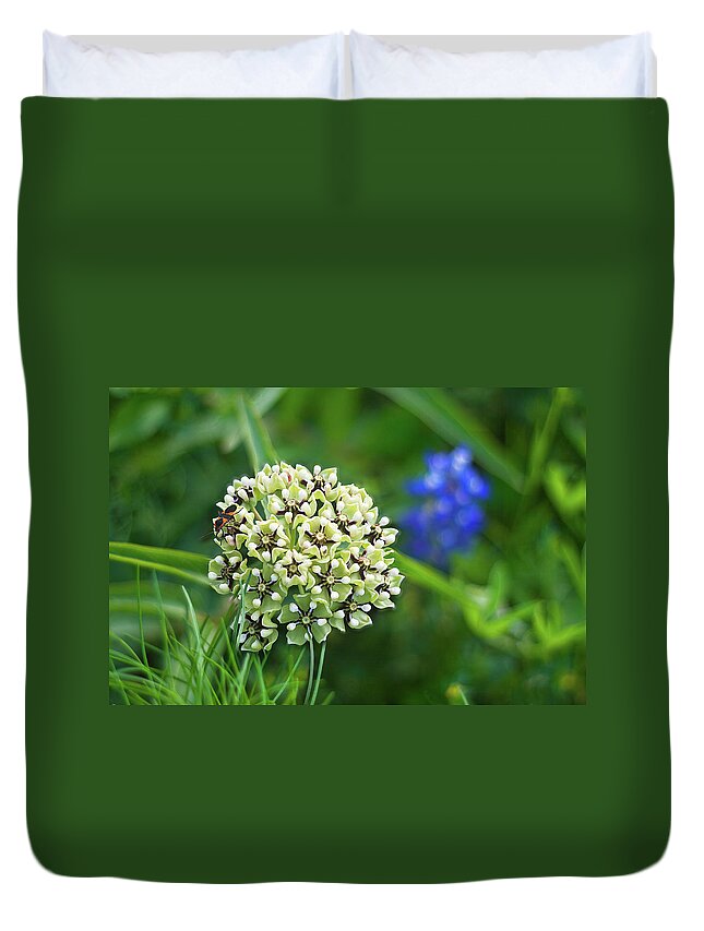 Insect Duvet Cover featuring the photograph Antelope Horn Wildflower And Milkweed by Kathy Van Torne