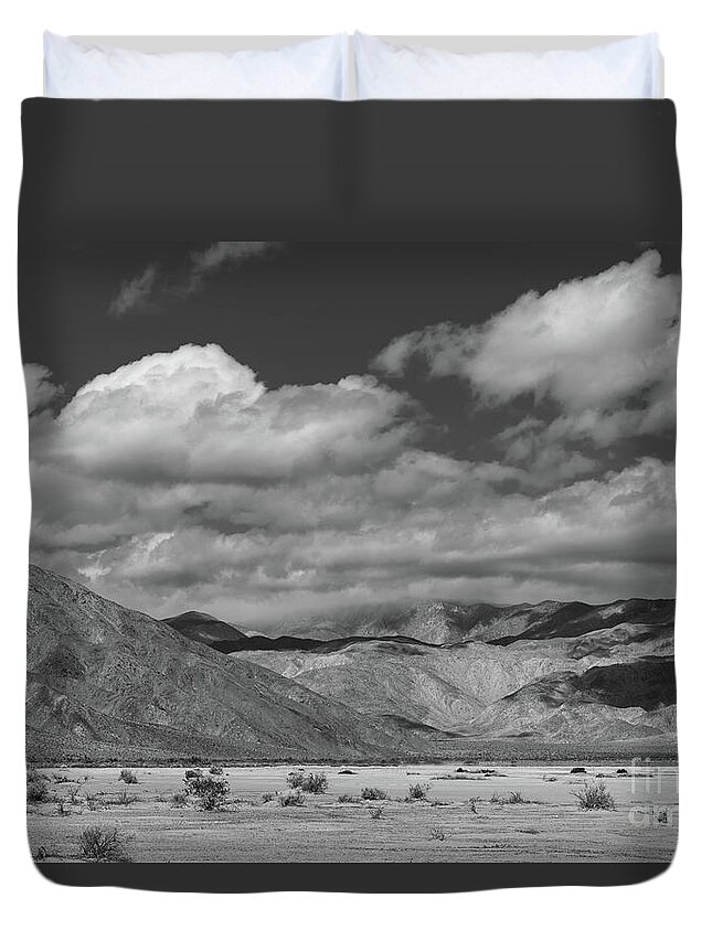 Anza-borrego Duvet Cover featuring the photograph Anza Borrego Black and White by Jeff Hubbard