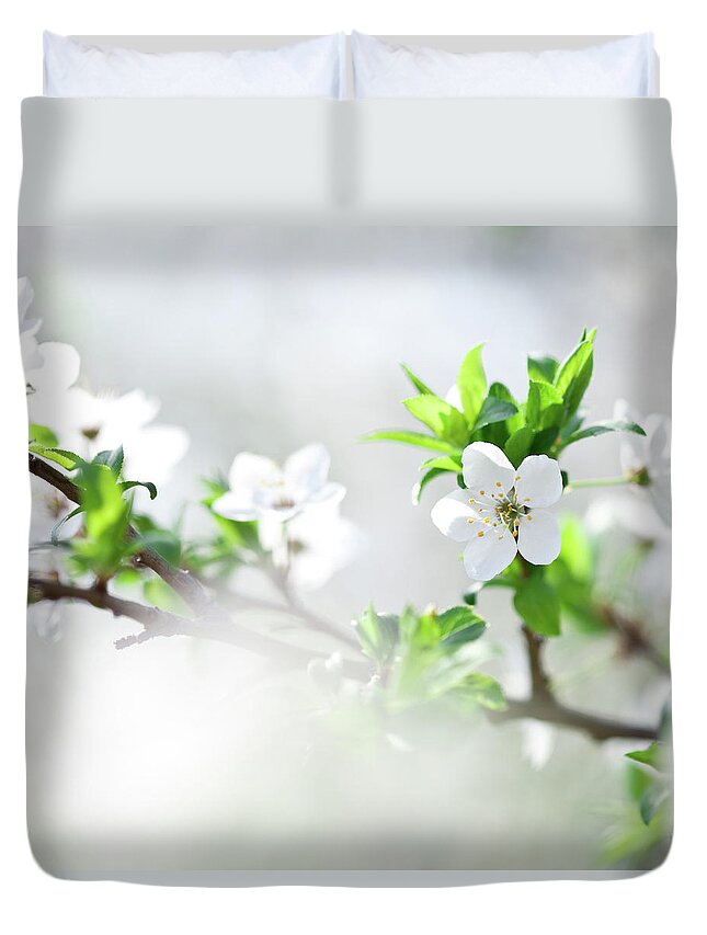 Flowerbed Duvet Cover featuring the photograph Apple Blossom by Jasmina007
