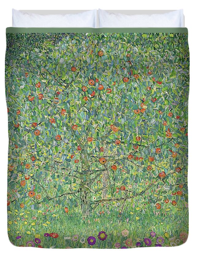 Gustav Klimt Duvet Cover featuring the painting Apple Tree I, 1911 or 1912. Estates of Ferdinand and Adele Bloch-Bauer. by Gustav Klimt -1862-1918-