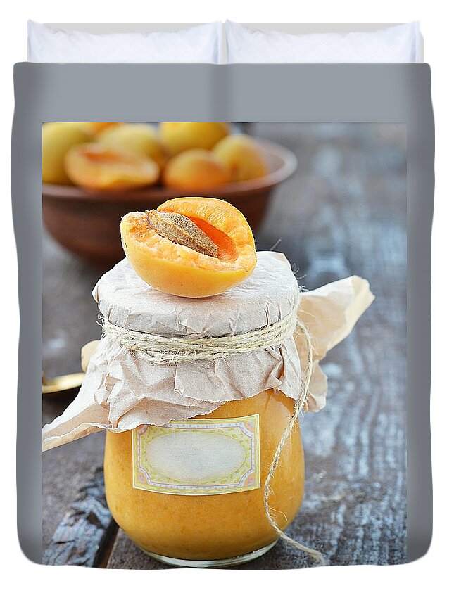 Apricot Duvet Cover featuring the photograph Apricot Curd by Zoryana Ivchenko