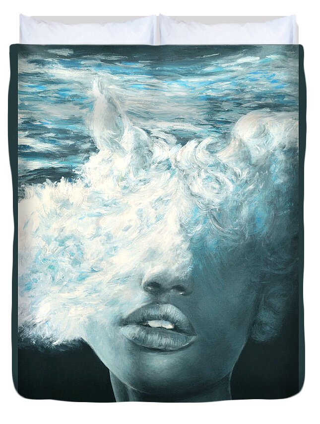 Water Duvet Cover featuring the painting Aquablend by Escha Van den bogerd