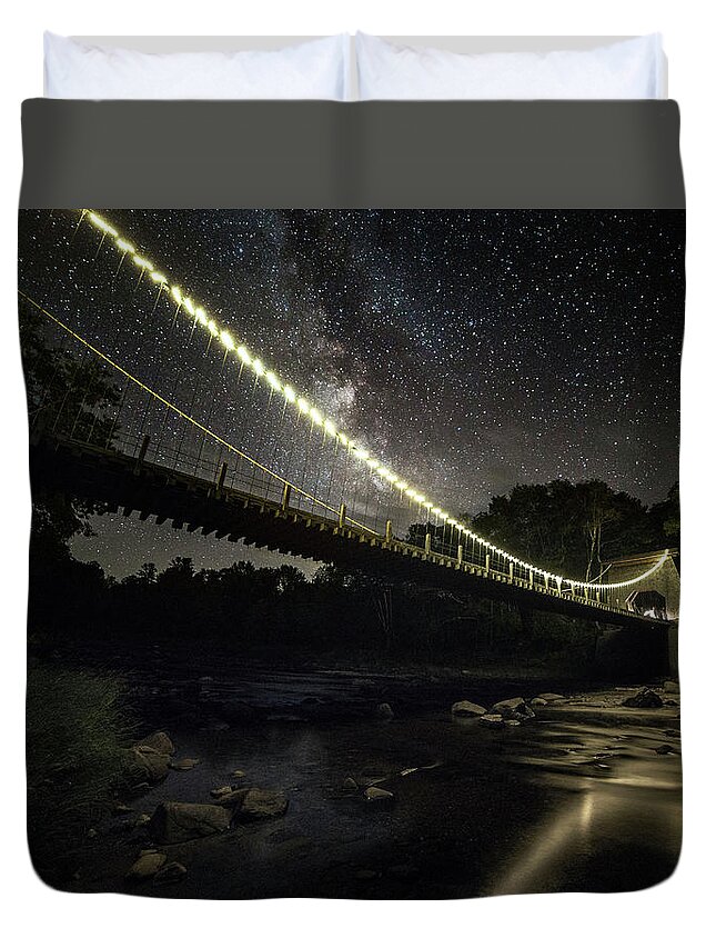 Wire Bridge Duvet Cover featuring the photograph Arches Over Water by John Meader