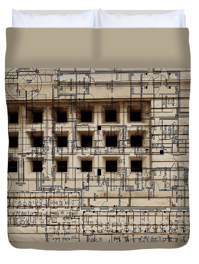 Architecture Duvet Cover featuring the painting Architecture Drawing II by Sisa Jasper