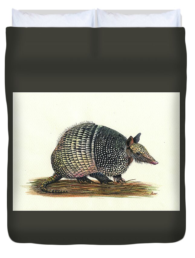 Armadillo Art Duvet Cover featuring the painting Armadillo painting by Juan Bosco