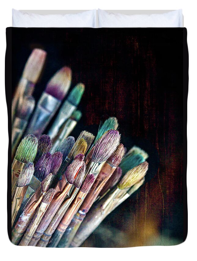 Artist Paint Brushes Duvet Cover by Melinda Moore 
