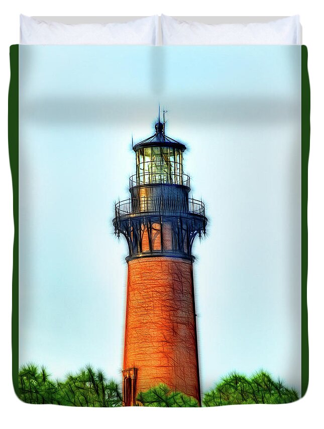 Lighthouse Duvet Cover featuring the photograph Artistic II Lighthouse-Currituck NC by Don Johnson