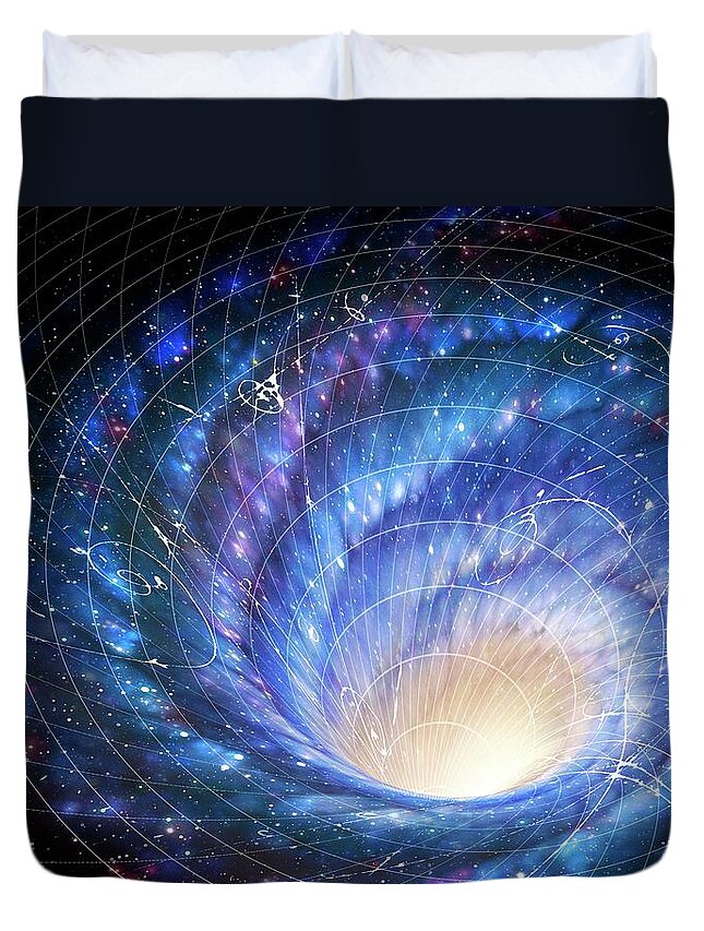 Curve Duvet Cover featuring the digital art Artwork Of A Galaxy As Whirlpool In by Science Photo Library - Mark Garlick