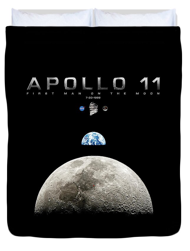 Apollo 11 Duvet Cover featuring the photograph Apollo 11 First Man On The Moon by Weston Westmoreland