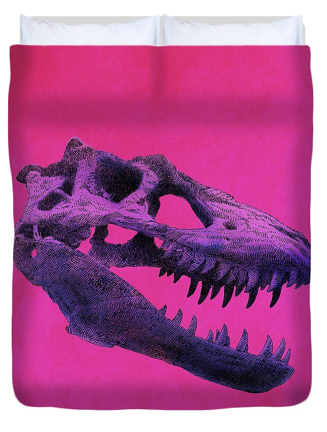 Dinosaur Duvet Cover featuring the drawing T-Rex by Eric Fan