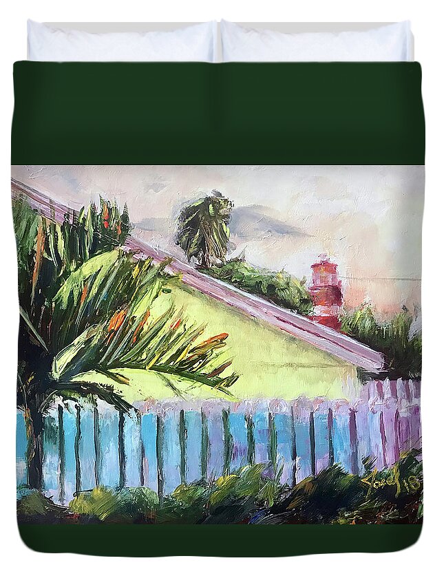 Hope Town Duvet Cover featuring the painting Springtime in Hope Town by Josef Kelly