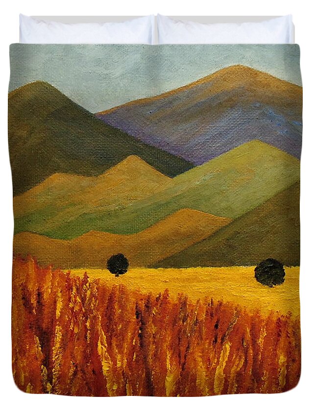 Wheat Duvet Cover featuring the painting Before The Harvest by Angeles M Pomata