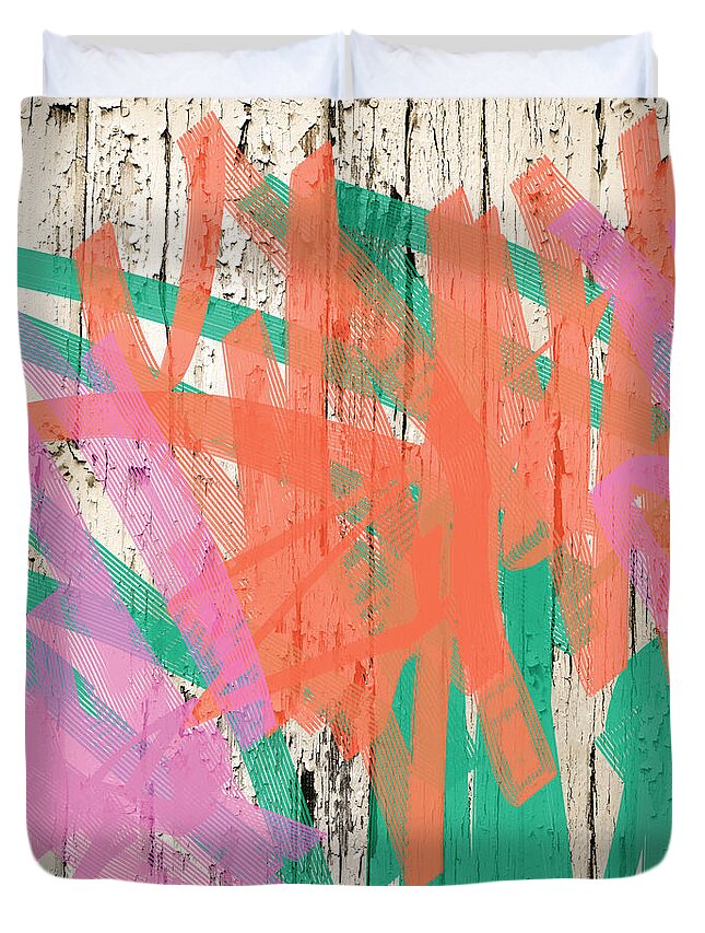 Rustic Duvet Cover featuring the photograph Joyful Graffiti by Marianne Campolongo