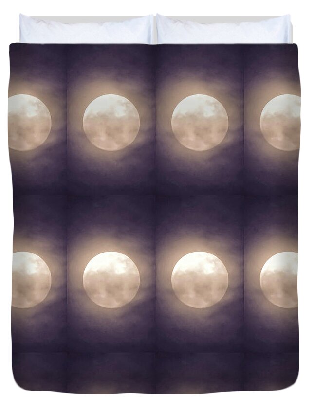 Arizona Duvet Cover featuring the photograph Leo Indigo-Blue Super Moon by Judy Kennedy