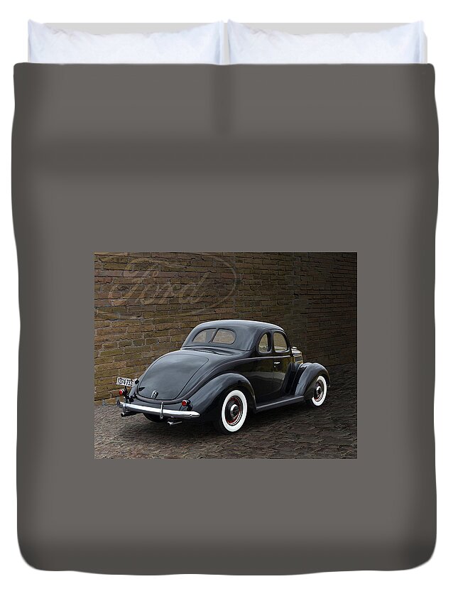 1937 Duvet Cover featuring the photograph '37 Ford Coupe In An Old Alley by Ron Long