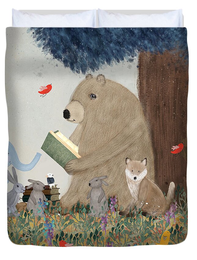 Nursery Art Duvet Cover featuring the painting Once Upon A Time by Bri Buckley