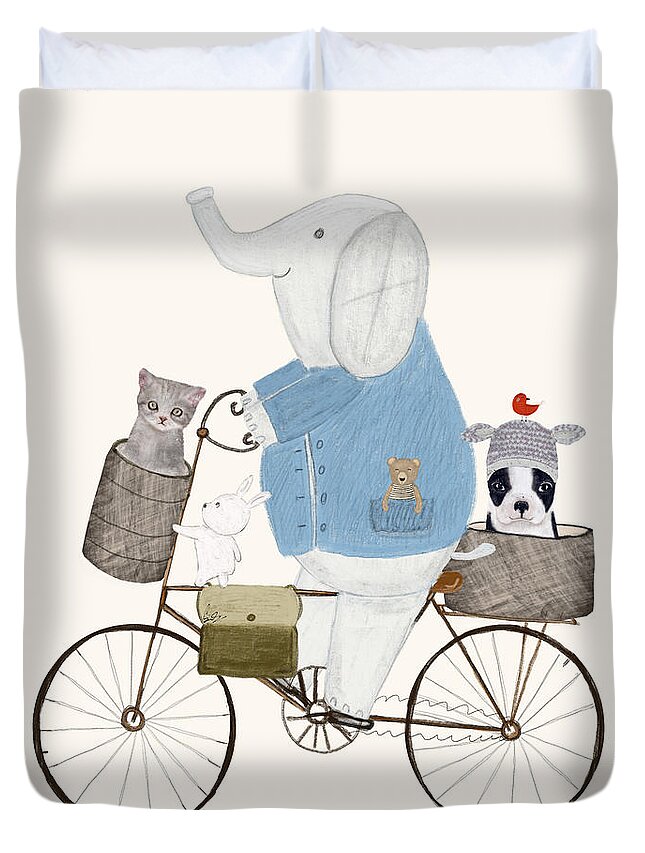 Children's Duvet Cover featuring the painting Little Pets by Bri Buckley