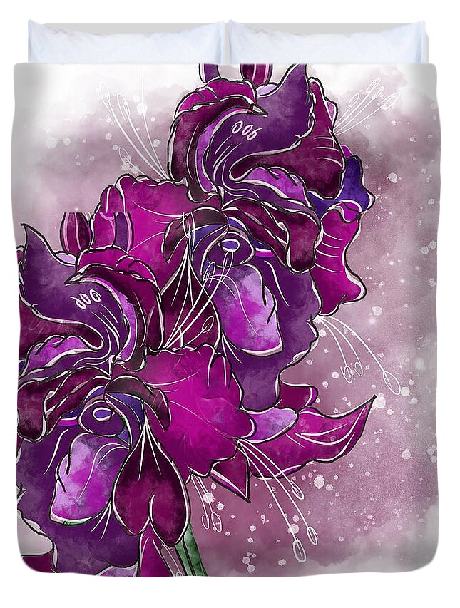 Gladiolus Duvet Cover featuring the painting Gladioli by Patricia Piotrak