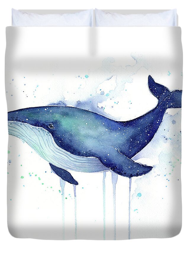 Humpback Duvet Cover featuring the painting Galaxy Humpback Whale by Olga Shvartsur