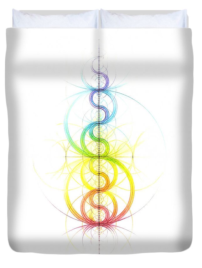 Intuitive Geometry Duvet Cover featuring the drawing Intuitive Geometry Color Spectrum Wave by Nathalie Strassburg