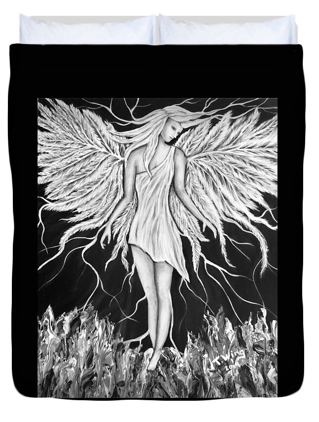 Angel Duvet Cover featuring the painting Ascension by Teresa Wing