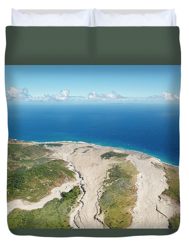 Water's Edge Duvet Cover featuring the photograph Ash Flows At Soufriere Hills Volcano by Michaelutech