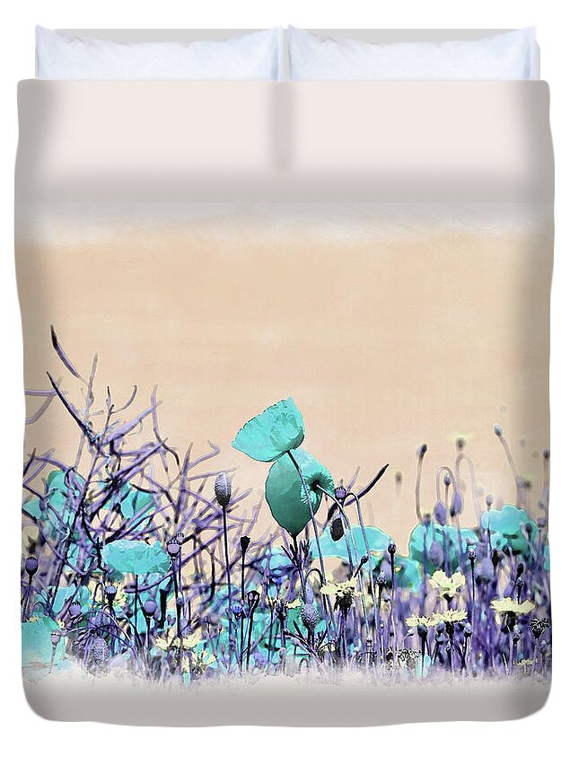 Wildflowers Duvet Cover featuring the digital art At Dawn by Alex Mir