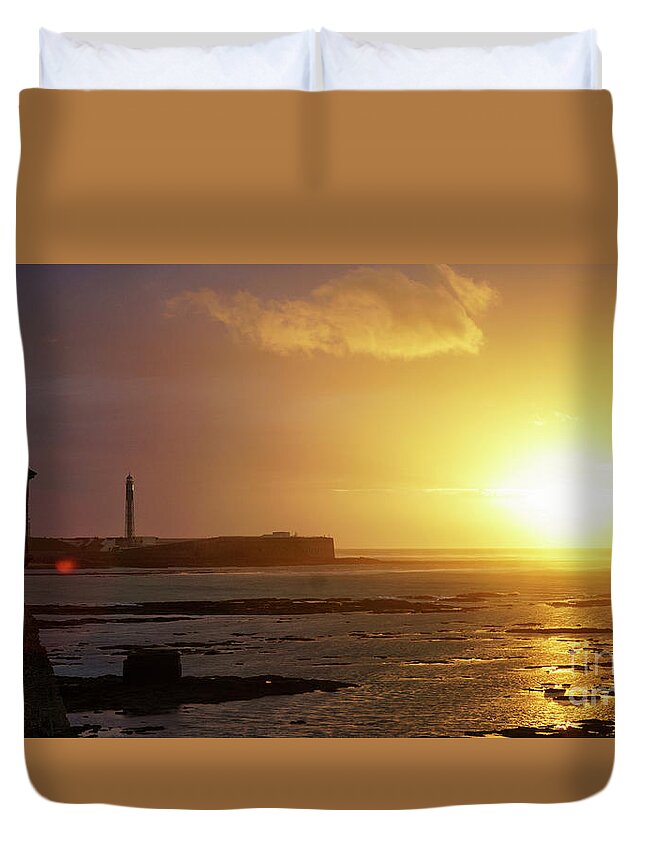 Coast Duvet Cover featuring the photograph Atlantic Sunset Cadiz Spain by Pablo Avanzini