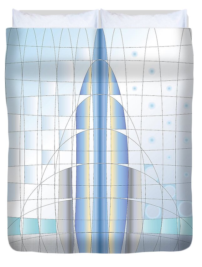 Digital Duvet Cover featuring the digital art Atomic Rocket by Kevin McLaughlin