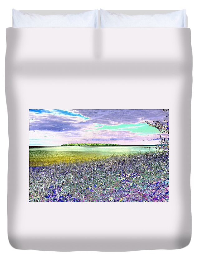 Au Train Island Duvet Cover featuring the photograph Au Train Island Greened over by Tom Kelly