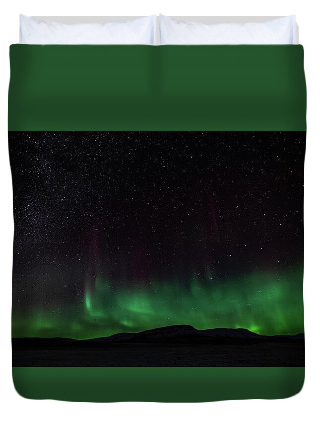 Iceland Duvet Cover featuring the photograph Aurora Borealis 2018 #1 by Framing Places