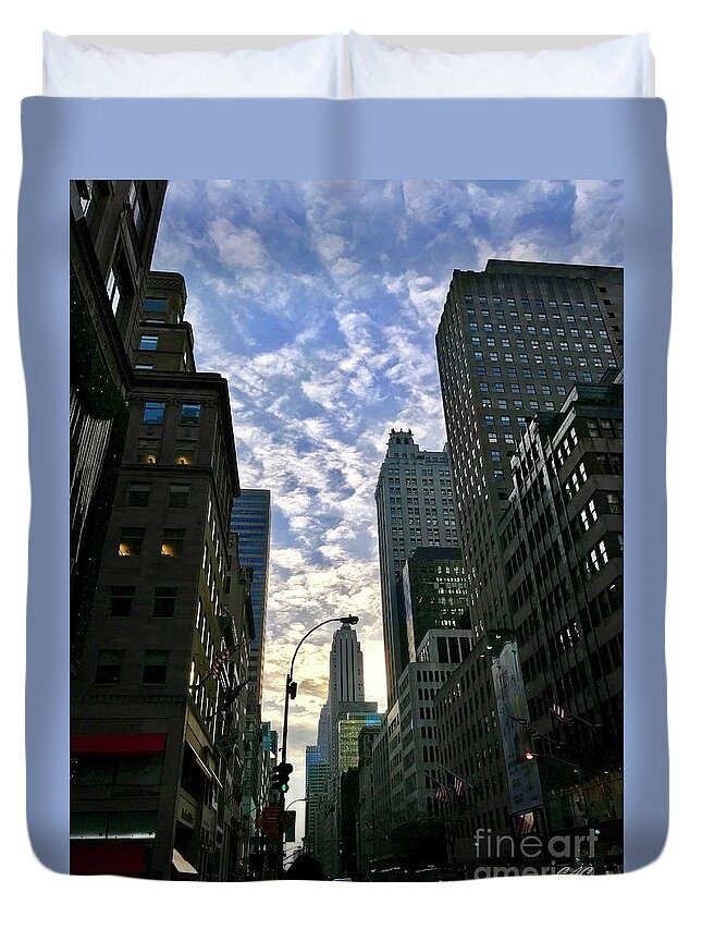 New York City Duvet Cover featuring the photograph Looking Up NYC by CAC Graphics
