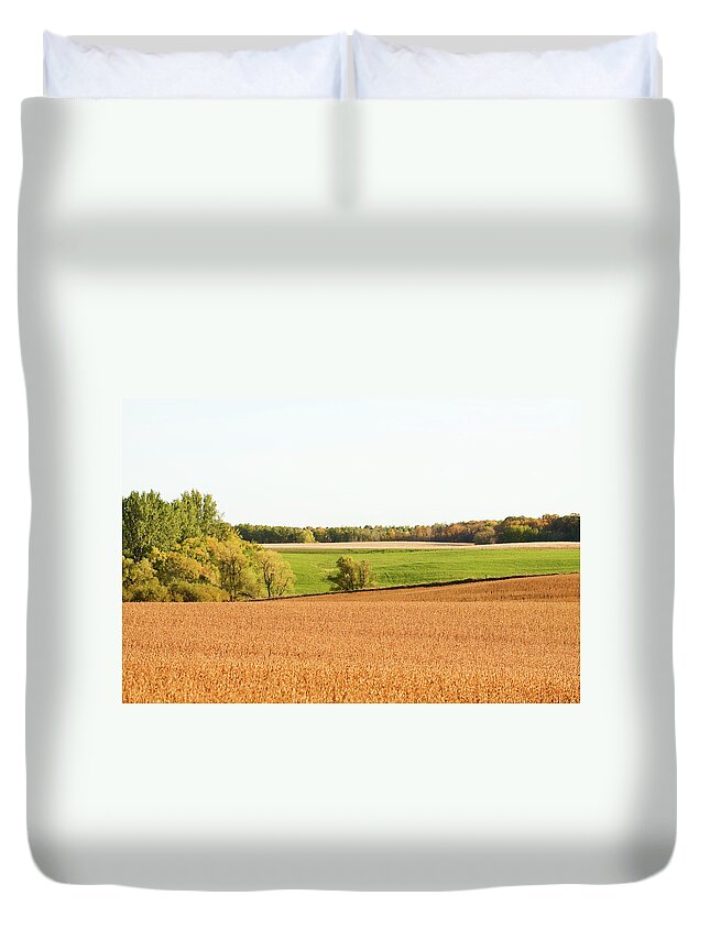 Scenics Duvet Cover featuring the photograph Autumn Agricultural Landscape by Skhoward